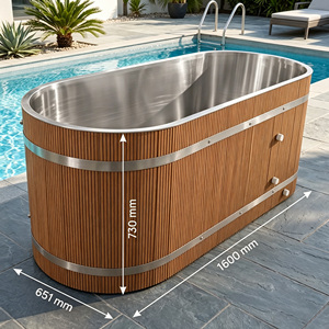Bain de glace en teck en gros |   Bain froid composite isolé de qualité supérieure pour les salles de sport et la récupération athlétique, design moderne et minimaliste - Product Image 2