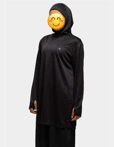 Hijab intégré Top à capuche <span class=keywords><strong>Sport</strong></span> Wear Soft Modesty Navy Pink Rose Taupe Black Quick Dry Newest Muslim Gym Thumb Hole - Product Image 6