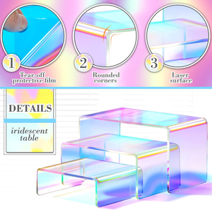 Rak pajang akrilik iridescent 6 buah, untuk meja, kue, mainan, barang koleksi, perhiasan, dan pajangan lainnya - Product Image 3