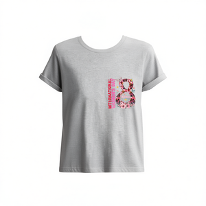 T-shirt da donna con icona femminista, manica corta, girocollo, 100% cotone, stampa digitale, casual, primavera estate, Giornata Internazionale della Donna - Product Image 1