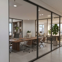 Cloison en verre double avec cadre en aluminium plat de 80 mm d'épaisseur pour bureaux et salles de conférence