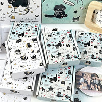 Boîtes d'expédition rigides miniatures mignonnes en forme de chat noir, design avion de dessin animé Kawaii pour cartes à collectionner, autocollants, petits emballages cadeaux
