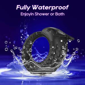 Anneau de retardement d'éjaculation Dragon Scale entièrement recouvert de caoutchouc, rechargeable, vibrant, télécommande, étanche, 10 modes de vibration, double - Product Image 5