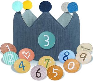 Corona de Cumpleaños Reutilizable de Muselina Personalizada con Números para Decoración de Fiestas de Cumpleaños Infantiles, Gorro para Niños y Niñas - Product Image 3