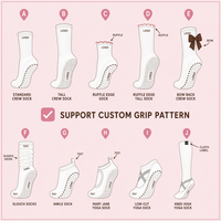 Chaussettes de yoga en coton pour femmes avec logo, antidérapantes, pour le sport, vente en gros, chaussettes de Pilates imprimées personnalisées
