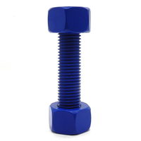 C1010 Steel 10B21 Grade 12.9 ASTM B7 Blue PTFE Fluoropolymer Coated Stud Bolts Threaded Rods DIN 975