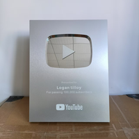 Premio Botón de 100K Reproducciones de YouTube, Placas de Premio de Aluminio Personalizadas, Premios de Creadores de YouTube 2026 en Oro