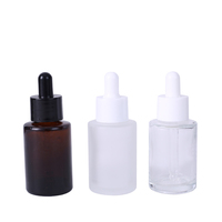 Flacon compte-gouttes cylindrique à épaule plate en verre ambré transparent ou dépoli de 1 oz (30 ml) pour sérum et huile essentielle