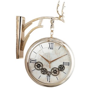 Hzkzb Wall <b>Clock</b> Round Blue Face Gold Frame Quartz <b>Battery</b> Powered Living Room Decor - Product Image 5