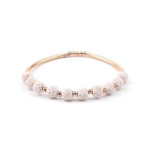 Braccialetto con Olio Essenziale e Pietra Lavica - Pietra Lavica Bianca e Oro - Product Image 1
