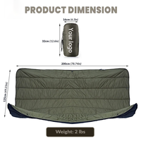 Couverture de camping portable type poncho, fixation pour hamac, isolation synthétique, légère, pliable, couverture chaude d'extérieur avec sac de rangement
