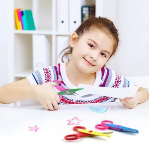 6 stili all'ingrosso di plastica per bambini Design forbici artigianali di sicurezza bordo decorativo Wave Edge taglio forbici a zig-zag - Product Image 6