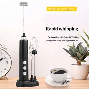 Mousseur à lait rechargeable portatif avec 3 fouets amovibles en acier inoxydable, 3 vitesses réglables, mélangeur de boissons, <span class=keywords><strong>fouet</strong></span> pour café - Product Image 2