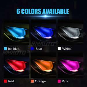 Lumières LED décoratives pour l'intérieur de la voiture, lampe d'ambiance universelle pour voiture, éclairage de la poignée de porte intérieure, 4 pièces/ensemble, 12V - Product Image 3