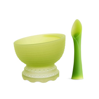 Résistant aux hautes températures 100% Silicone cuisson à la vapeur bol pliable longue cuillère courte bébé vaisselle ensemble de vaisselle