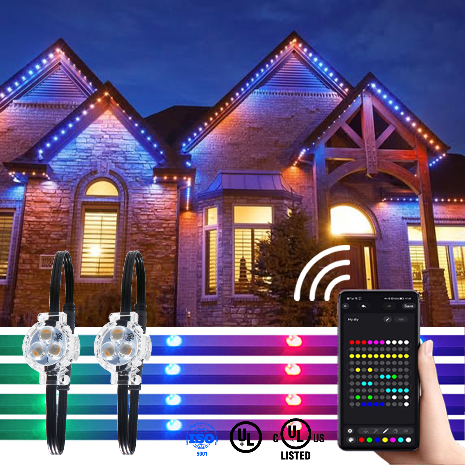 Hot Sale IP68 12V Outdoor RGBW 30mm SMD5050 LED Pixel Point Lights Smart App Controller 5-Year Warranty PC Track Lighting