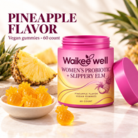 Gummies Probiotiques pour Femmes à l'Orme Rouge, Équilibre du pH Vaginal, Contrôle des Odeurs, Santé Intime, Saveur Ananas, Végétaliennes, Sans OGM