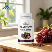 Capsules de pépins de raisin pour la santé vasculaire des adultes, soutien quotidien, végétaliennes, sans OGM, de fabrication OEM