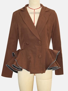 Giacca da Donna Casual Autunno Inverno Stile Motociclista con Stampa, Maniche Lunghe, Bottoni e Volant Irregolari - Product Image 5