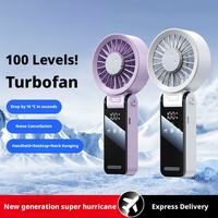 Ventilateur pliable rechargeable, mini turbine turbo, vent puissant à grande vitesse et chargement USB, silencieux