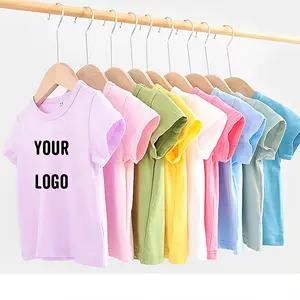 Customize Children Boys Girls Plain T Shirt With Logo Solid Color Custom Cotton T-shirt DTG Screen Printed t shirt for kids