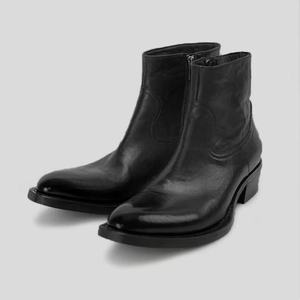 Botas de Tobillo con Cremallera de Cuero Genuino Negro, Punta Puntiaguda, Zapatos de Otoño para Hombre a la Moda, Suela de Goma, Entresuela de PU - Product Image 1