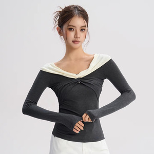 Maglia Diba La cravatta incrociata da donna con blusa e camicia con <span class=keywords><strong>scollo</strong></span> <span class=keywords><strong>a</strong></span> <span class=keywords><strong>barca</strong></span> <span class=keywords><strong>a</strong></span> contrasto - Product Image 1