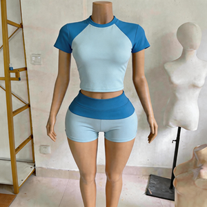 เสื้อยืดแขนสั้นคอตตอนคุณภาพสูงสไตล์ <span class=keywords><strong>Y2K</strong></span> สำหรับผู้หญิง พร้อมโลโก้สั่งทำ กางเกงขาสั้นเอวพับได้ ชุดเซ็ต - Product Image 4