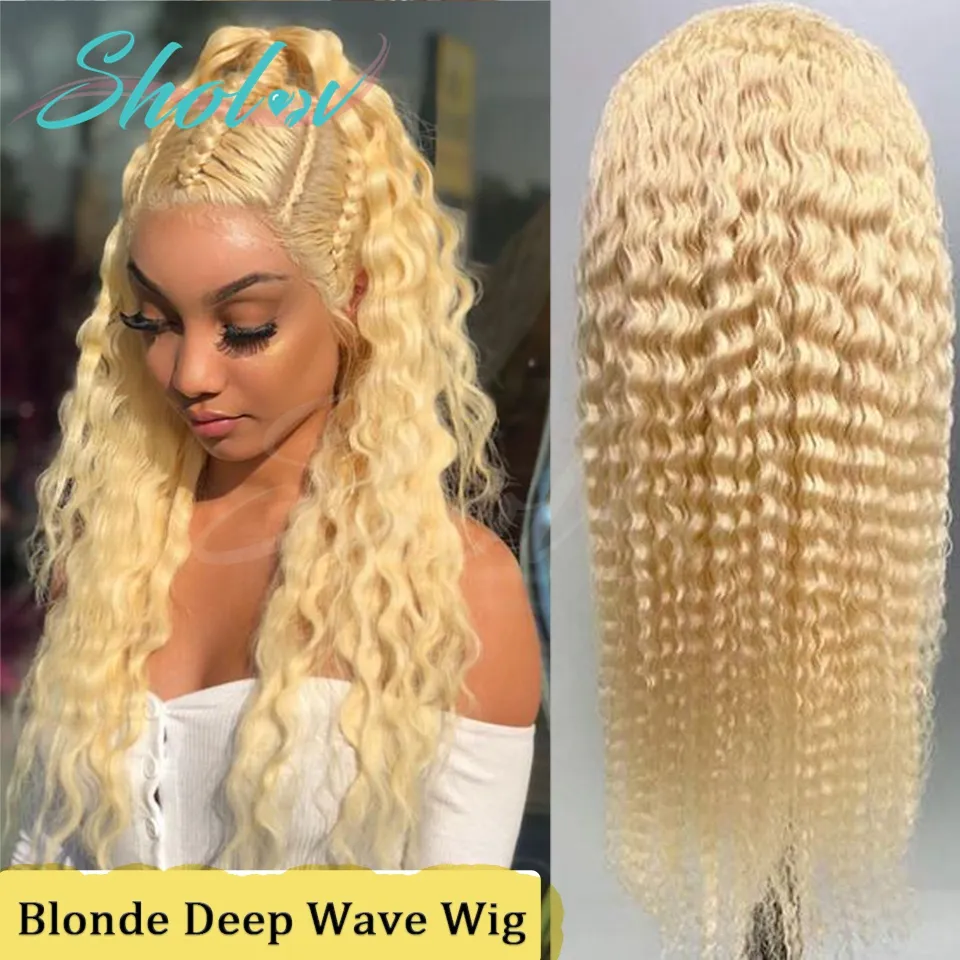 Preplucked 613 Honey Blonde Full Lace Wig Deep Curly Brazilian Human Hair Lace Front Wig wholesale Human Hd Blonde Lacefront Wig