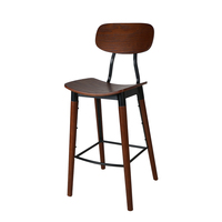 Tabouret de comptoir moderne en bois avec dossier en contreplaqué et structure métallique, chaise de bar pour restaurant, café, maison, cuisine