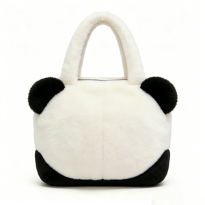 Sac fourre-tout en peluche panda personnalisé, Sac à main panda mignon, Sac à main en peluche animal, Sac fourre-tout en peluche avec visage de panda - Product Image 1