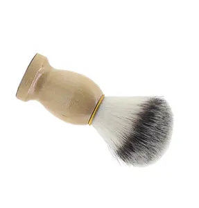Escova de barbear para cabelo, material confortável com punho de madeira ferramenta de barbear aparelho de limpeza de barba