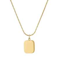 Collier minimaliste avec pendentif carré vierge en acier inoxydable gravé au laser, finition miroir, avec fermoir