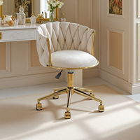 Silla de manicura dorada moderna de lujo, taburete de tocador para dormitorio, tocador y mesa de maquillaje, mesas de uñas para escritorio de computadora