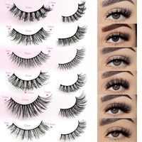 Faux cils synthétiques monobloc, styles variés, épais, recourbés, effet œil de chat tridimensionnel, lot en vrac, cils en grappe personnalisés