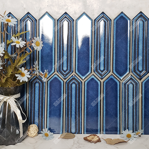 Mosaïque <span class=keywords><strong>de</strong></span> carreaux en céramique bleu foncé en forme <span class=keywords><strong>de</strong></span> piquet hexagonal long pour restaurant, buffet, hôtel, cuisine, mur, <span class=keywords><strong>salle</strong></span> <span class=keywords><strong>de</strong></span> <span class=keywords><strong>bain</strong></span>, crédence, décoration - Product Image 2