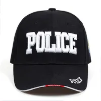 คุณภาพสูงตำรวจเบสบอลหมวก3D เย็บปักถักร้อยกีฬาหมวกที่กำหนดเอง6แผงหมวกผ้าฝ้าย