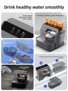 Distributeur d'eau pour <span class=keywords><strong>chat</strong></span> de type verseur écologique distributeur d'eau automatique en plastique non électrique pour animaux de compagnie chiens sépare l'eau propre et sale - Product Image 5