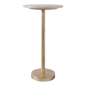 Tavolino Moderno Rotondo in Marmo, Elegante Tavolino Laterale per Comodino o Soggiorno - Product Image 1