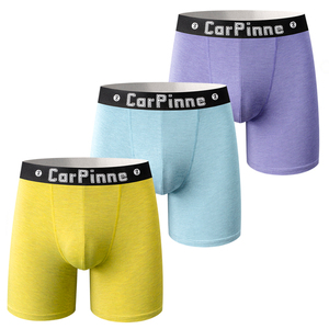 Bóxer de Color Premium corto Jacquard Logo cintura transpirable 92% bambú Natural 8% Spandex hombres Boxer ropa interior para hombres - Product Image 1