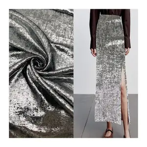 New Design 100% Polyester Fabric High Quality Pure Colour Shiny Luxury Crepe Polyester Fabric For Dress