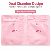 Sachets Mylar personnalisés 3,5g à fond plat 4x5 côte à côte, sachets pour produits, sachets Mylar 2-en-1, sachets d'emballage plastique 150 microns
