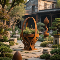 Jardinière en métal naturel résistant à la rouille, sculptée en forme de racine, pot de fleurs en acier Corten personnalisé, sculpture pour cour de style côtier