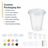 Op maat gemaakte 200ml 450ml 600ml 800ml logo bedrukte enkelwandige PET plastic bubble tea/ijskoffie bekers