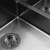 Évier de cuisine multifonctionnel en acier inoxydable SUS304 brossé fait main, à montage sur plan de travail, à cuve unique