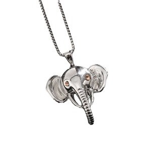 Collier pendentif éléphant en acier inoxydable pour homme, bijoux de mode hip-hop, chaîne design animal du zodiaque, ton argenté, 18 pouces - Product Image 5