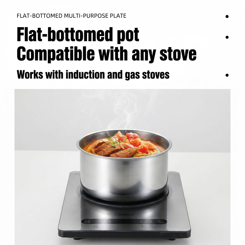3 Pcs Stainless Steel Cooking Pot Household Multifunctional Set Basin Lid Rustproof Single Bottom Modern Simplicity Design · image 4