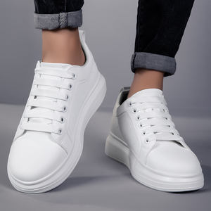 Zapatos Casuales de Malla Blanca con Aumento Invisible de Altura de 8CM para Hombre, con Punta Poco Profunda, Cordones, Suela Gruesa, Moda Juvenil, Versátiles - Product Image 5