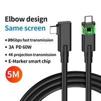 Câble d'alimentation USB C vers Type C à 90 degrés droit USB C pour oculus Link VR 10gbps