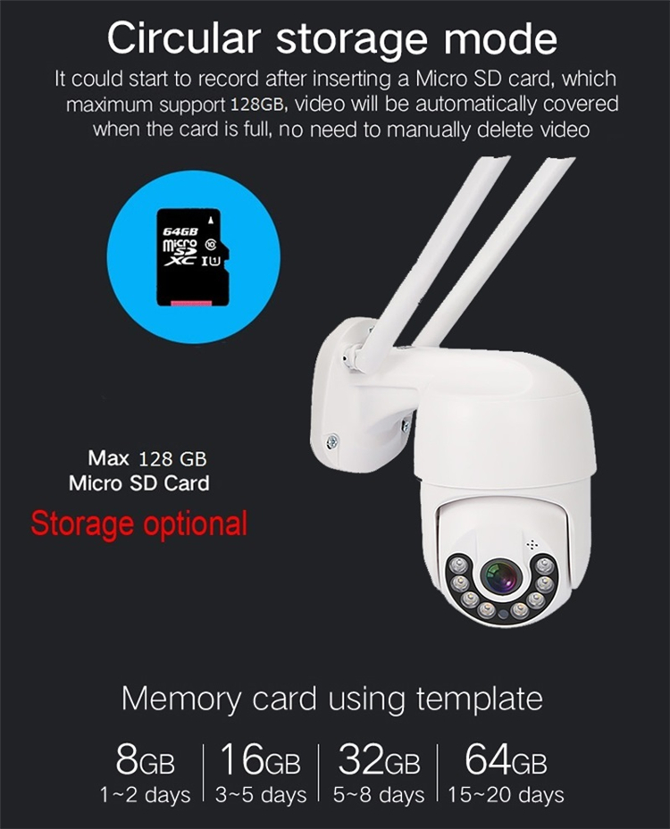 Full Color HD1080P 2MP/3MP/4MP/5MP/8MP Night Vision Two Way Audio Icsee Outdoor Waterproof Wifi CCTV Security PTZ Dome IP Camera